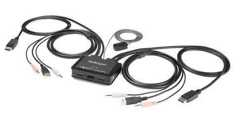 StarTech 2-portový KVM přepínač DisplayPort / 4K 60Hz / USB / DP 1.2 / integrované kabely
