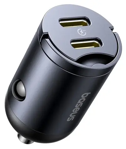 Baseus Tiny Star Mini 2× USB-C Cosmic Black / Nabíječka do auta / 30W / PD / do autozapalovače
