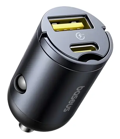 Baseus Tiny Star Mini USB-A/USB-C Cosmic Black / Nabíječka do auta / 30W / PD+QC / do autozapalovače