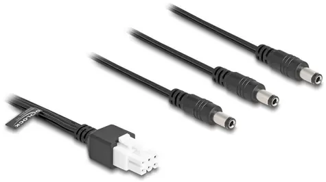 DeLock Mini-Fit 4,2mm 6pin - 3x DC 5,5x2,5mm černá / Napájecí kabel / rozbočovač 1:3