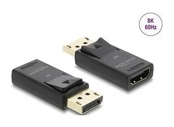 Delock DisplayPort (M) - HDMI (F) černá / Video adaptér / aktivní / podpora HDR10 / podpora 1080p