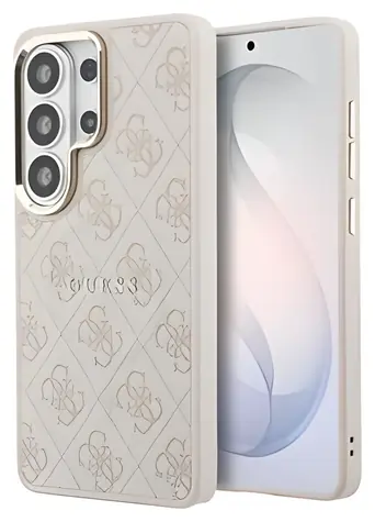 Guess PU Leather 4G Gold Frame růžová / Zadní kryt / Samsung Galaxy S26 Ultra / Magnetický / PU kůže