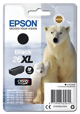Epson 26XL černá / Inkoustová cartridge / originální / XL / 12,2 ml / pro Expression Premium XP-510, 520, 600, 605, 610