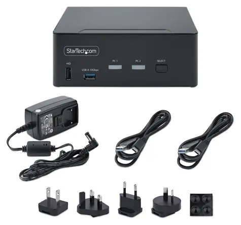 StarTech 2-portový Dual-Monitor KVM Switch / KVM přepínač / DisplayPort 1.4 / 8K 60Hz nebo 4K 144Hz / 2x USB-A 10Gbps