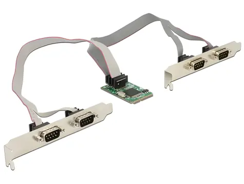 Delock / Adaptér / Mini PCIe / 4x Sériový RS-232