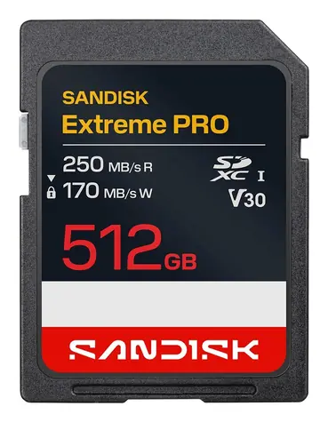 SanDisk Extreme Pro SDXC 512 GB / Paměťová karta / UHS-I / V30 / čtení: 250 MB/s / zápis: 170 MB/s