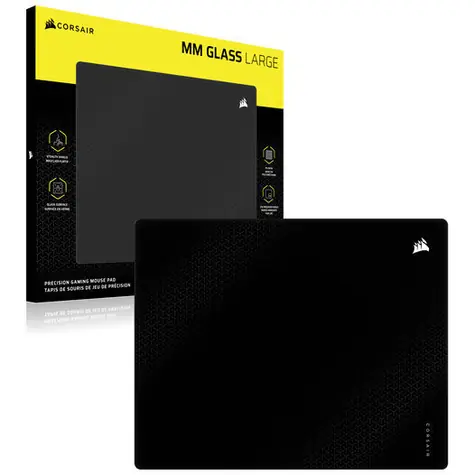 Corsair MM Glass černá / Herní podložka pod myš / 400x500 mm / skleněný matný povrch / protiskluzová základna