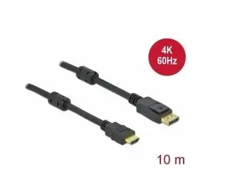 DeLock Kabel Active DisplayPort 1.2 (M) - HDMI 10 m černá / 4K / 60 Hz