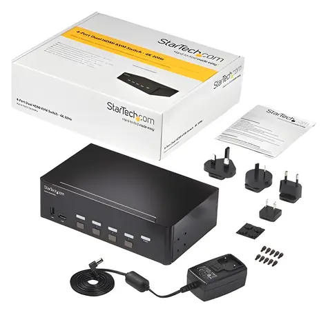 StarTech 4-Port Dual HDMI KVM / KVM přepínač / 4K 30Hz / USB 3.0 hub / audio