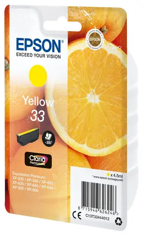 Epson 33 žlutá / Inkoustová cartridge / originální / XP-635 / XP-830 / 4.5 ml