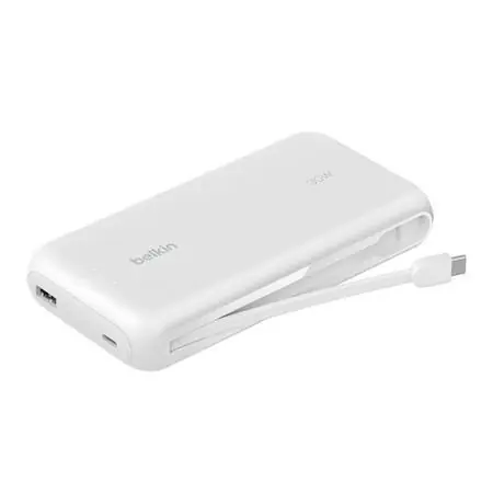 Belkin BOOST CHARGE 20000mAh + kabel bílá / PowerBanka / integrovaný USB-C kabel / 30W PD