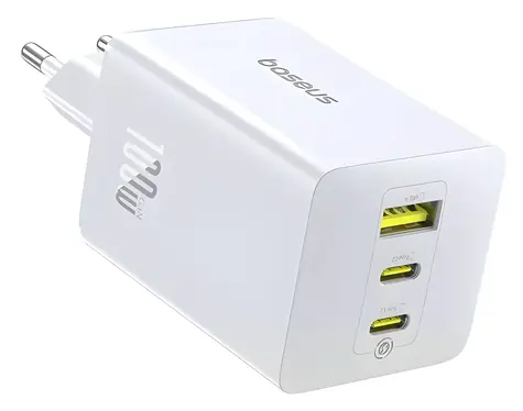 Baseus EnerFill FE11 Moon White / Rychlonabíječka / 100W / GaN 6 / USB-A + 2× USB-C