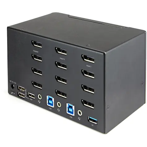 StarTech 2-Port Quad Monitor DisplayPort KVM / KVM přepínač / 4K 60Hz HDR / DP 1.2 / USB 3.0 hub