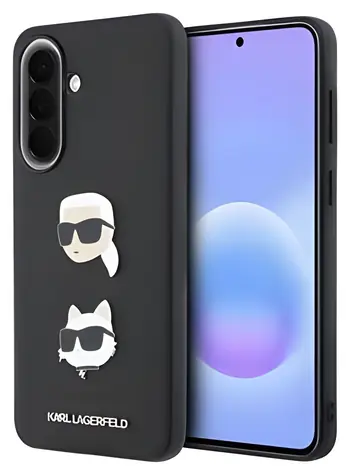 Karl Lagerfeld Liquid Silicone Metal Karl and Choupette černá / Zadní kryt / Samsung Galaxy A57