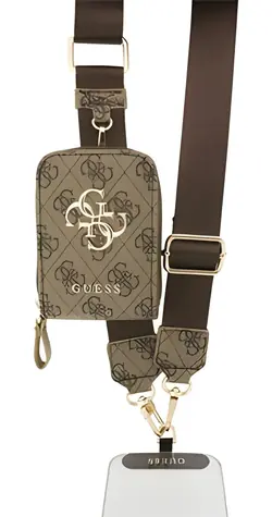 Guess Crossbody PU 4G Metal Logo hnědá / Crossbody popruh s peněženkou / PU kůže / univerzální