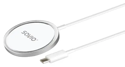 Savio LA-11 bílá / Bezdrátová nabíječka / Magnetická / 15 W / Qi 1.2