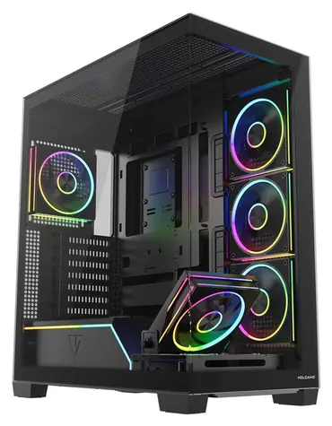 Modecom Volcano Stellar Plus ARGB 5F černá / Skříň / ATX / 1x USB-C / 2x USB 3.0 / 5x120mm ARGB / bez zdroje