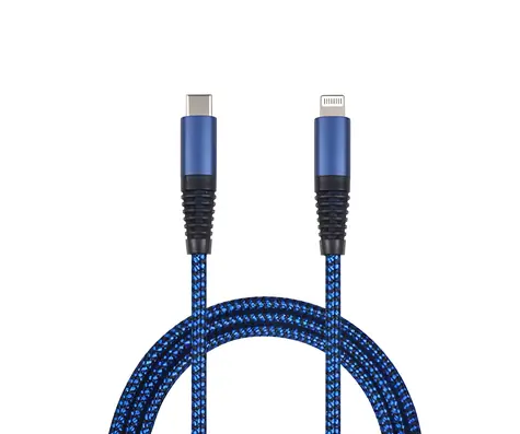 2GO 797196 modrá / Datový a nabíjecí kabel / Lightning - USB-C / 1 m / nylon