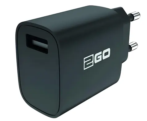 2GO černá / Síťová nabíječka / 1x USB-A / 10 W / 5 V / 2,1 A