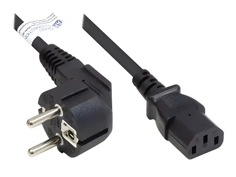 Good Connections P0130-S050 černá / Napájecí kabel / Schuko úhlový - IEC C13 / 5 m