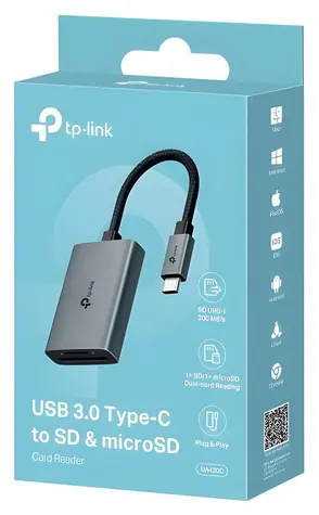 TP-Link UA430C šedá / Čtečka paměťových karet / USB-C 3.2 Gen 1 / SD, microSD