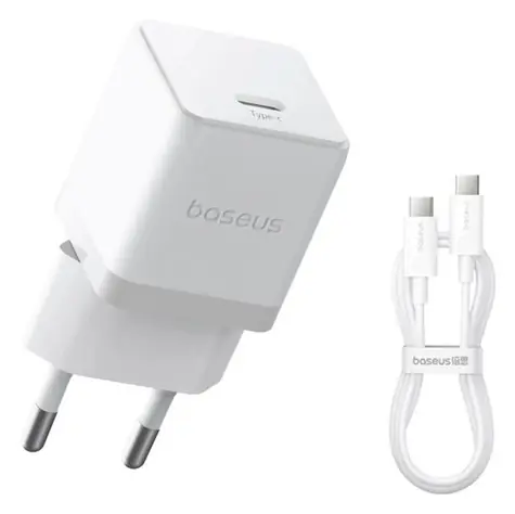 Baseus Palm bílá / Nabíječka / USB-C / 20W PD / kabel USB-C/USB-C 1m