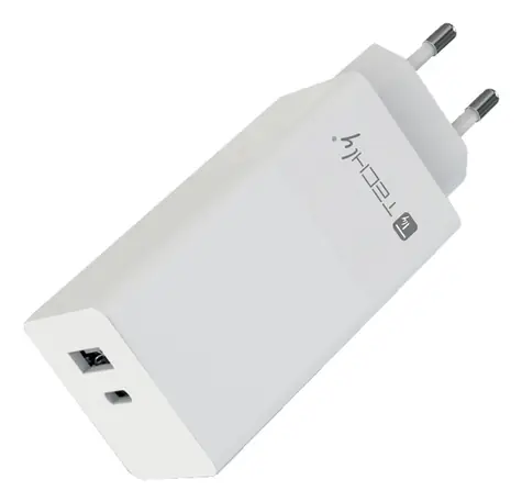 Techly IPW-PD100W-WH bílá / Napájecí adaptér / 100W / USB-C PD / USB-A