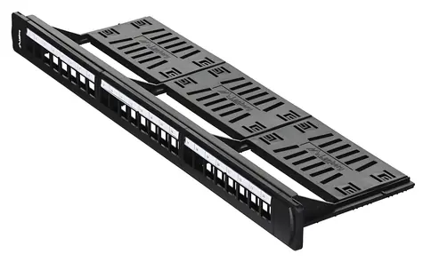 Lanberg PPKS-1124-B černý / Patch panel / 24 portů / RJ-45 / 1U / 19