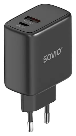 SAVIO LA-06/B černá / Síťová nabíječka / 30W / USB-C / QC 3.0 + PD 3.0