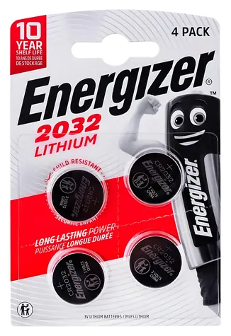 Energizer CR2032 / Knoflíková baterie / Lithiová / 3 V / 4 ks