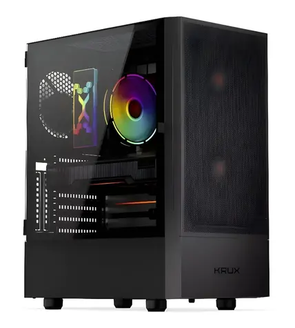 KRUX Nadir černá / PC skříň / Midi Tower / ATX / micro-ATX / Mini-ITX / bez zdroje / průhledná bočnice
