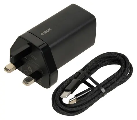 iBOX C-65 černá, UK zástrčka / Nabíječka / GaN / 65 W / USB-C