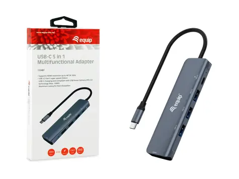 Equip USB-C / USB-C hub / 5v1 / HDMI 4K / 3x USB-A 3.2 / USB-C PD 100W / 0,25 m