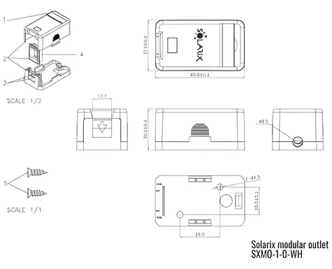 Solarix SXMO-1-0-WH bílá / Zásuvka modulární / 1x keystone RJ45 / Montáž na omítku / Krytka proti prachu