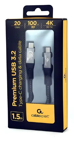 Gembird Premium USB-C / Datový kabel / USB-C - USB-C / USB 3.2 Gen 2x2 / 20 Gbit/s / 100W / 1,5 m