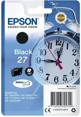 Epson DURABrite Ultra Ink 27 černá / Inkoust do tiskárny / 6,2 ml / 350 stran