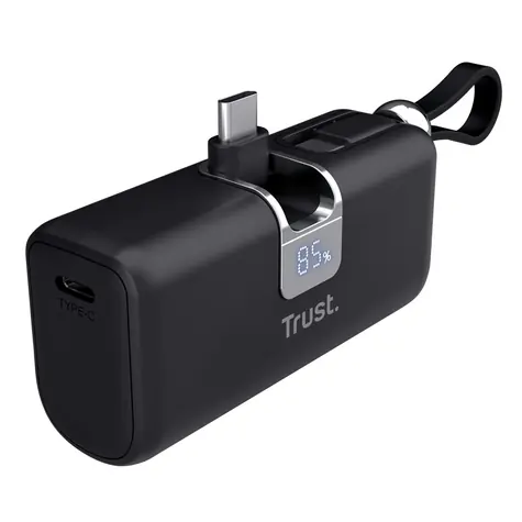 Trust Pacto 5000 PD Pocket černá / Powerbanka / 5000 mAh / USB-C PD / 20W / LED displej