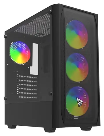 SAVIO Noctis Flow RGB černá / Skříň / Cube / Tvrzené sklo / ATX, Mini-ITX / bez zdroje