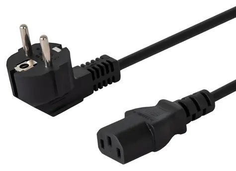 SAVIO CL-98 černá / Napájecí kabel / Schuko - IEC C13 / 1,8 m / lomený konektor 90°