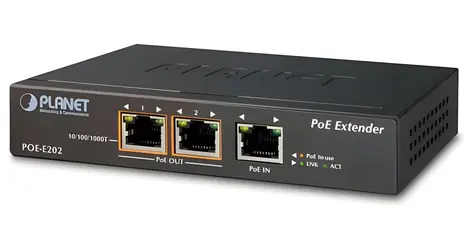 Planet PoE+ extender 802.3at / Extender PoE / 1x 802.3at vstup / 2x výstup