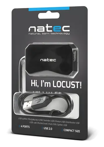 Natec Locust černá / USB rozbočovač / 4x USB-A 2.0