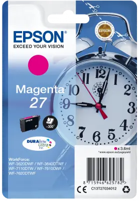 Epson DURABrite Ultra Ink 27 purpurová / Inkoust do tiskárny / 6,2 ml / 300 stran