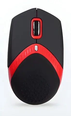 AMEI AM-M101R černo-červená / Ergonomická myš / Optická / Drátová USB / 1600 DPI / 4 tlačítka