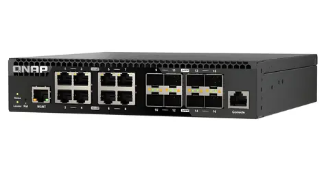 QNAP QSW-M3212R-8S4T / Řízený switch / 8x 10GbE SFP+ / 4x 10GbE RJ45 / L2 / poloviční šířka