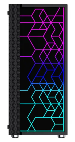 Gembird Fornax 2500 ARGB černá / Skříň / ATX / 1x USB3.0 / 2x USB2.0 / bez zdroje / průhledná bočnice
