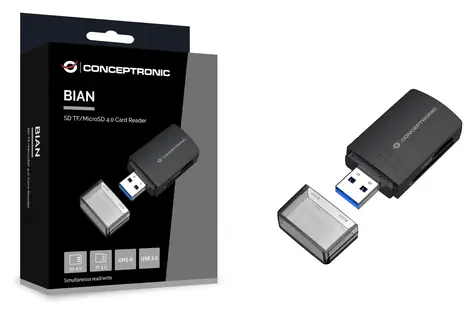 Conceptronic černá / Čtečka paměťových karet / USB-A 3.2 Gen 1 / SD / microSD / UHS-II