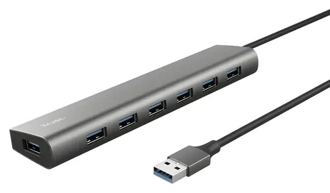 Trust Halyx stříbrná / USB hub / 7x USB-A 3.2 Gen 1 / hliníkové tělo
