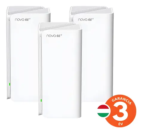 Tenda Nova MX21 Pro 3 ks / Mesh systém / WiFi 6E / AXE5700 / Triband 2,4+5+6 GHz / 9x GLAN/GWAN / WPA3 / VPN server