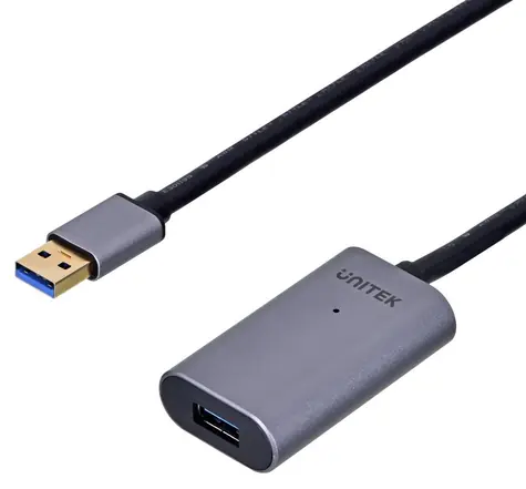 Unitek Y-271 šedá / Prodlužovací kabel USB-A / 5 m / USB 2.0 / se zesilovačem signálu