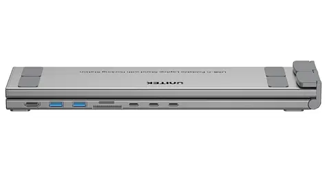 Unitek D1137AGY01 stříbrná / Dokovací stanice / USB-C / 3x USB-C / HDMI 4K / čtečka karet / PD 100W